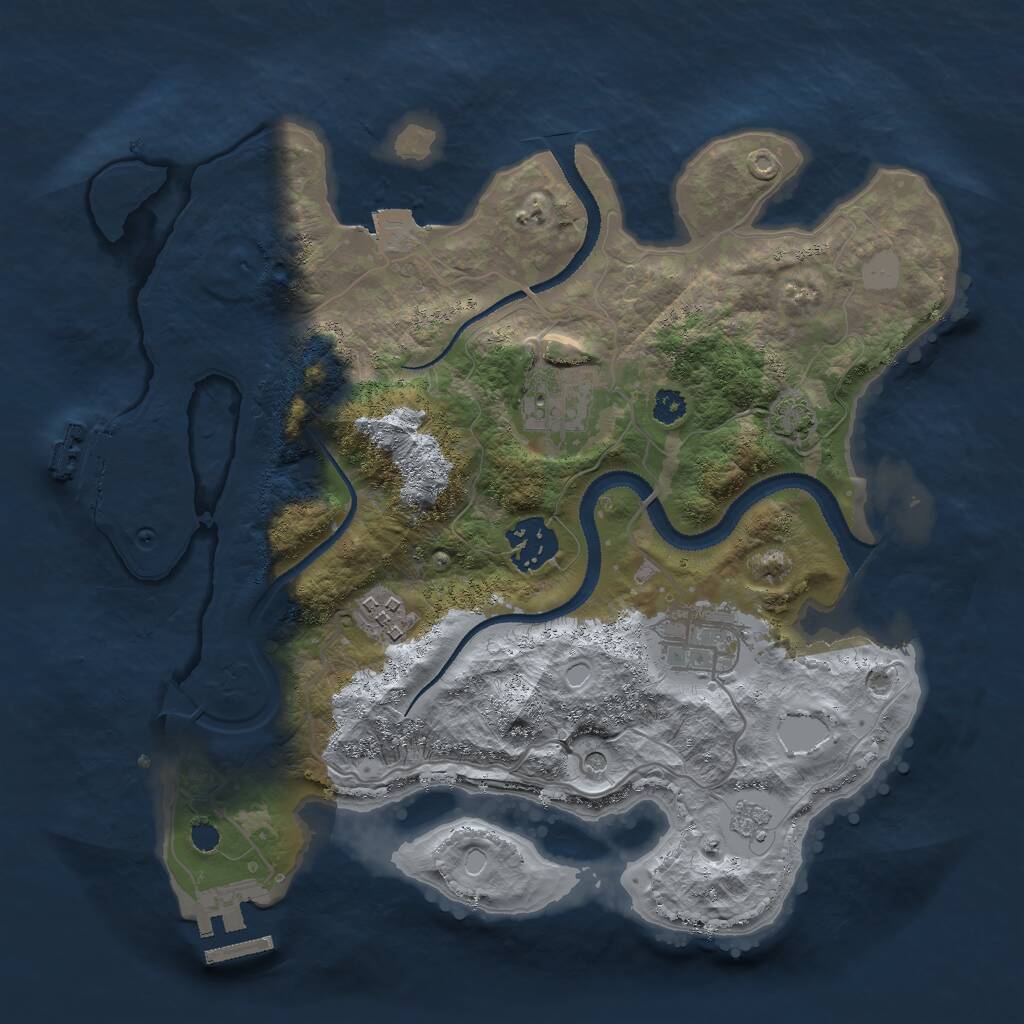 Rust Map: Procedural Map, Size: 3000, Seed: 19710, 10 Monuments
