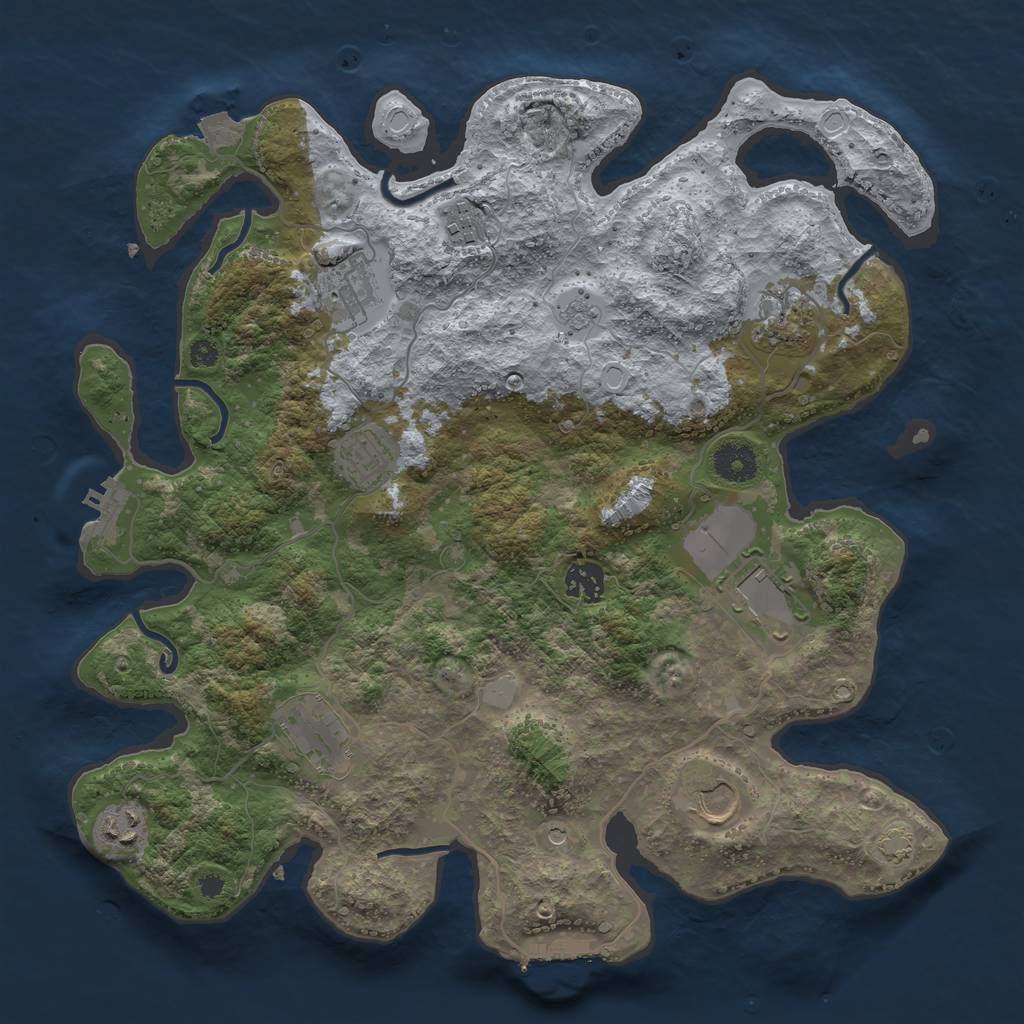 Rust Map: Procedural Map, Size: 3700, Seed: 69941260, 17 Monuments