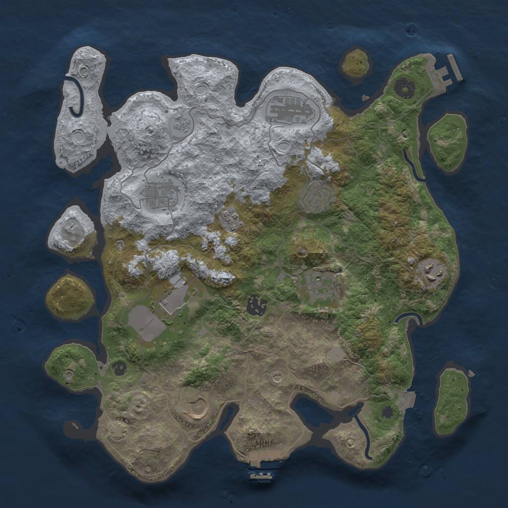 Rust Map: Procedural Map, Size: 3600, Seed: 32355725, 15 Monuments