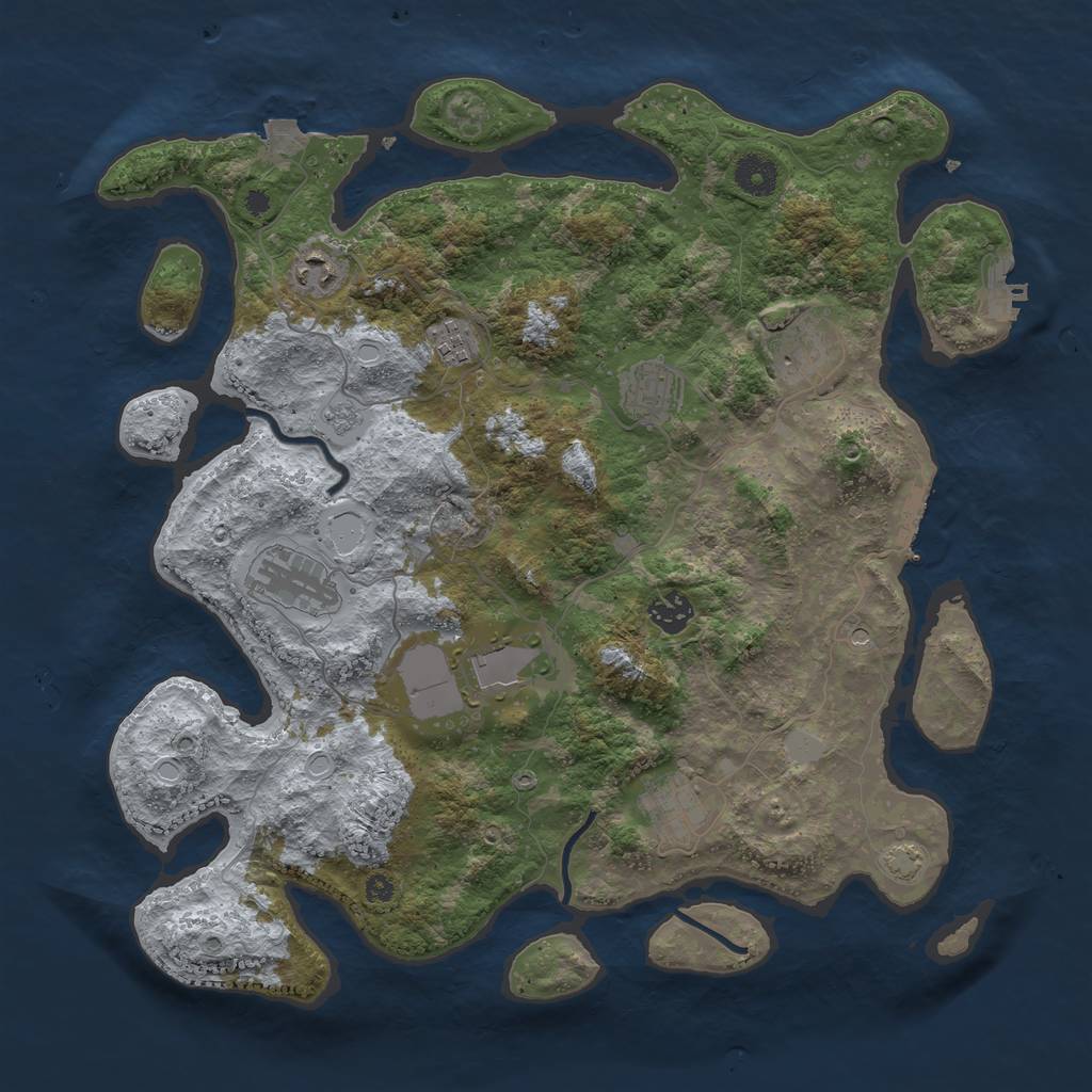 Rust Map: Procedural Map, Size: 3850, Seed: 32314794, 16 Monuments