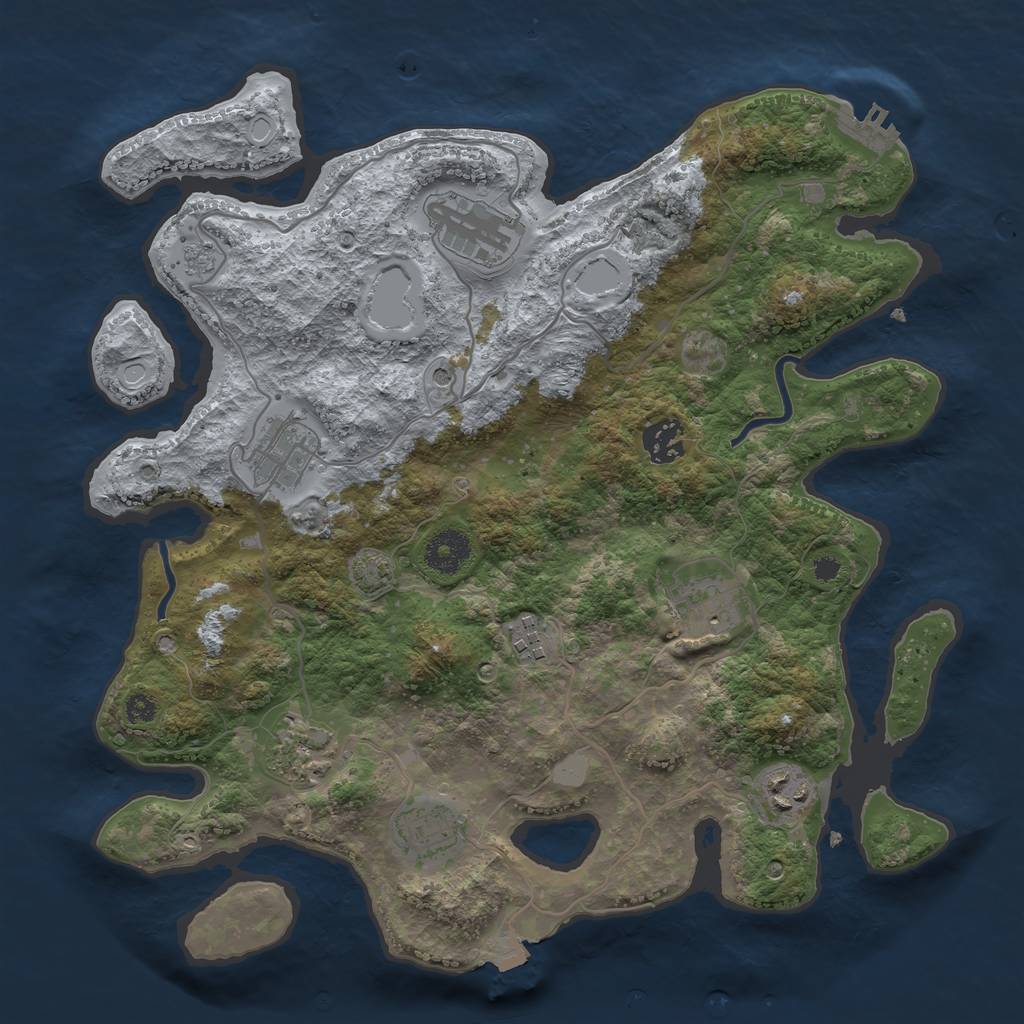Rust Map: Procedural Map, Size: 3450, Seed: 84480598, 15 Monuments
