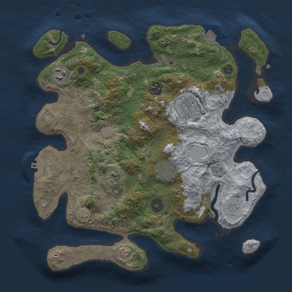 Rust Map: Procedural Map, Size: 3250, Seed: 1134925183, 13 Monuments
