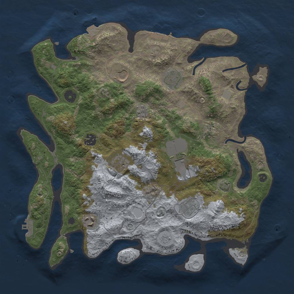 Rust Map: Procedural Map, Size: 3650, Seed: 42734475, 17 Monuments