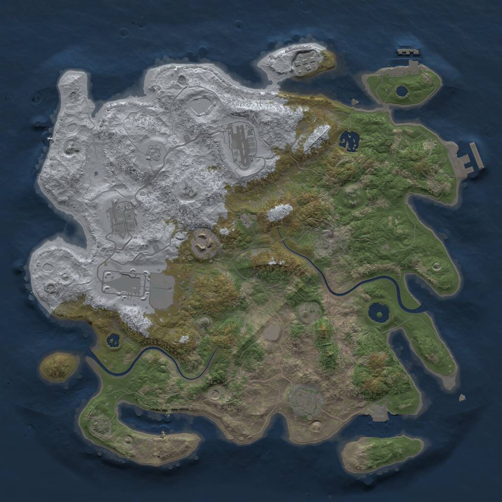 Rust Map: Procedural Map, Size: 3650, Seed: 62544339, 13 Monuments