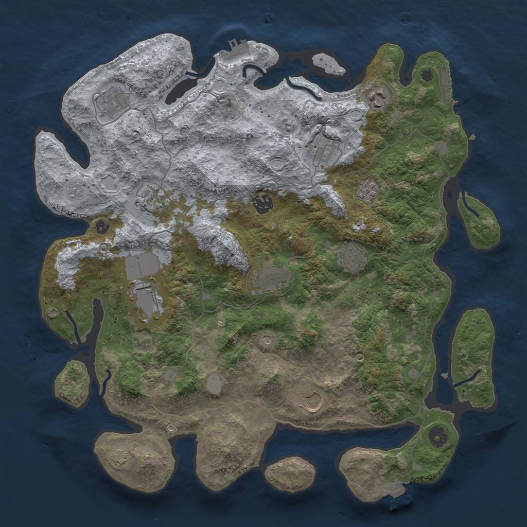 Rust Map: Procedural Map, Size: 4000, Seed: 58883458, 18 Monuments