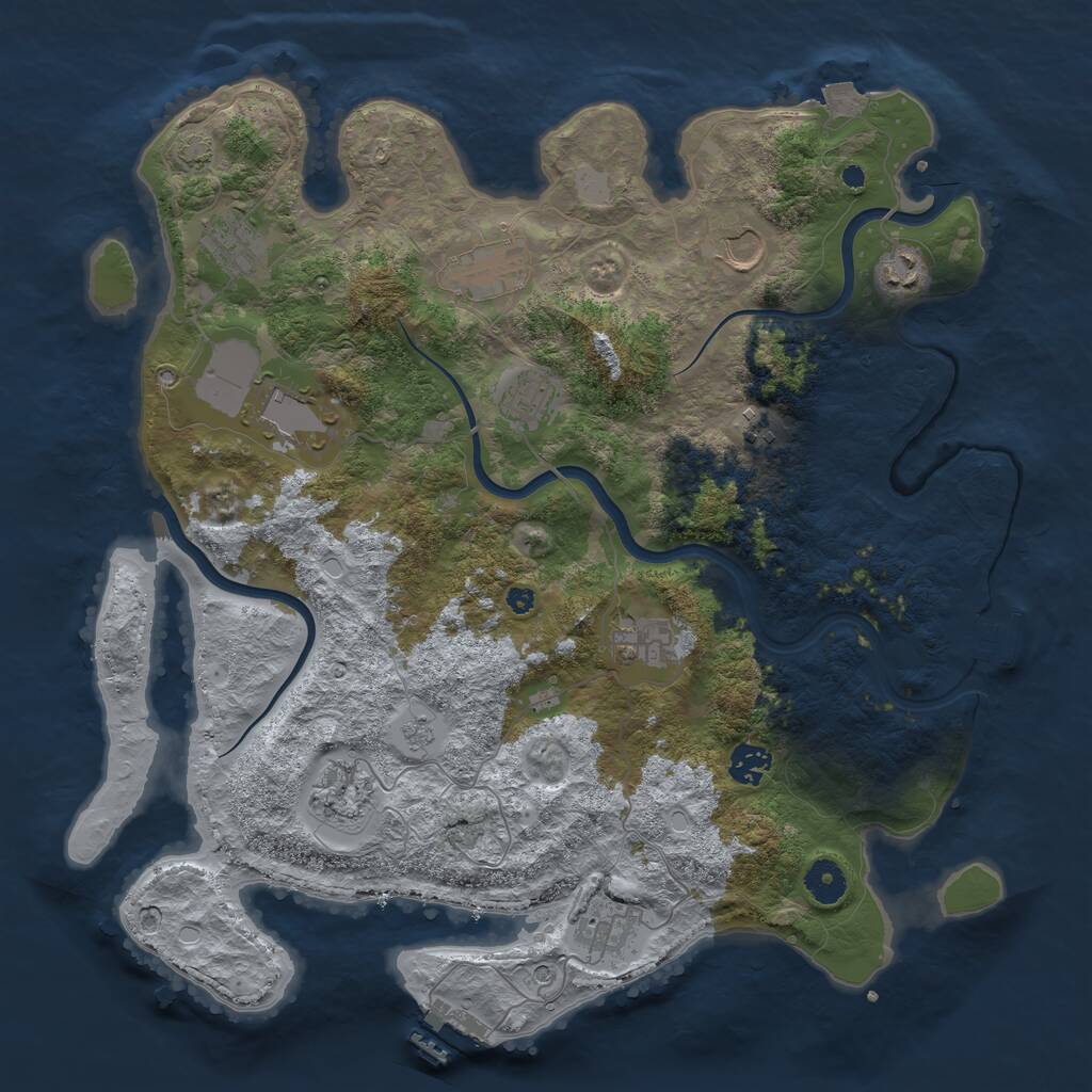 Rust Map: Procedural Map, Size: 3950, Seed: 54400904, 17 Monuments