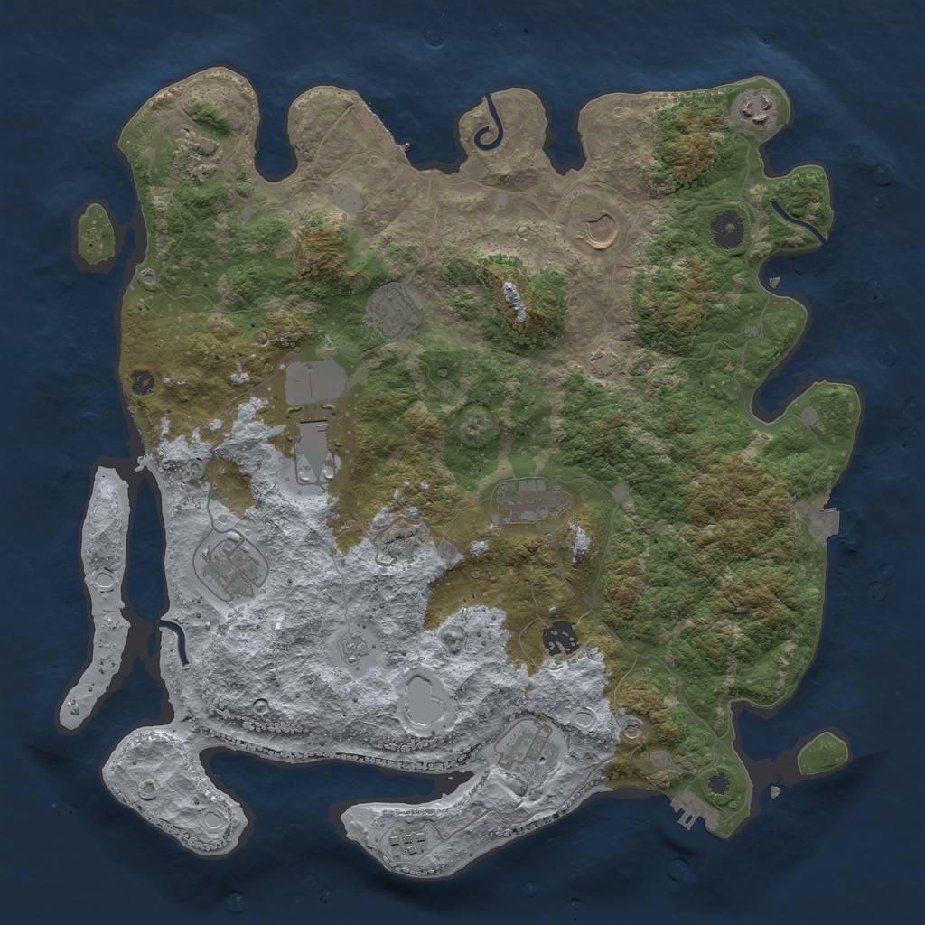 Rust Map: Procedural Map, Size: 3950, Seed: 54400904, 18 Monuments