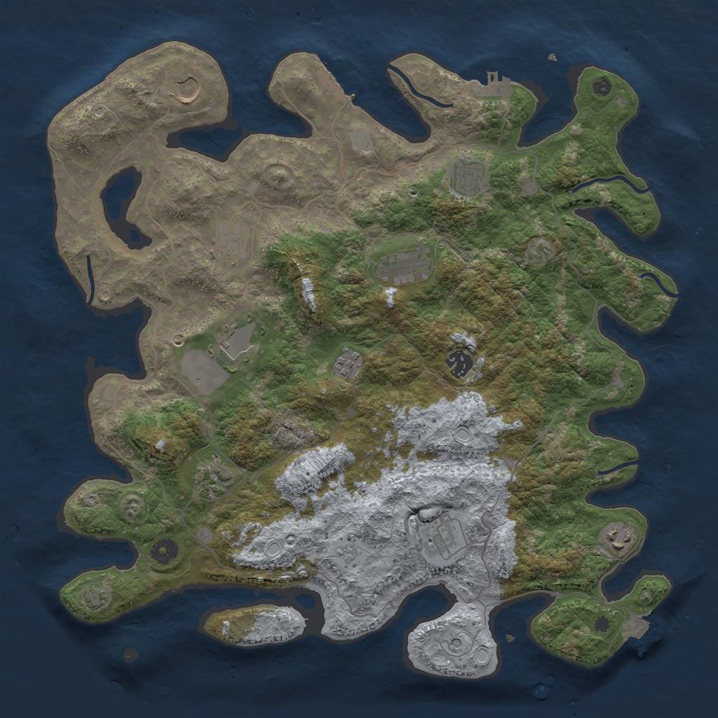 Rust Map: Procedural Map, Size: 4100, Seed: 41163578, 18 Monuments