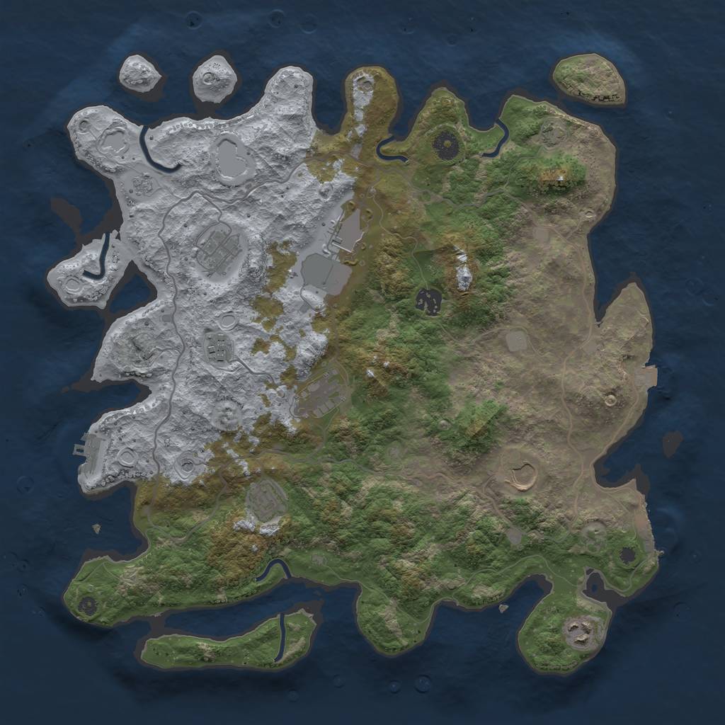 Rust Map: Procedural Map, Size: 4000, Seed: 3383, 16 Monuments