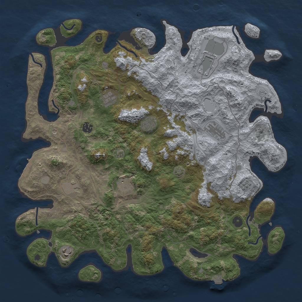 Rust Map: Procedural Map, Size: 4400, Seed: 54513223, 16 Monuments