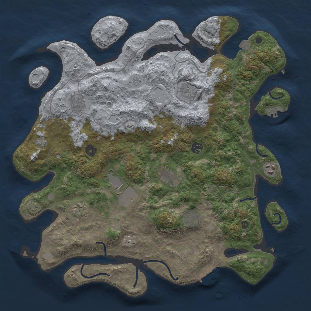 Rust Map: Procedural Map, Size: 4100, Seed: 18357564, 17 Monuments