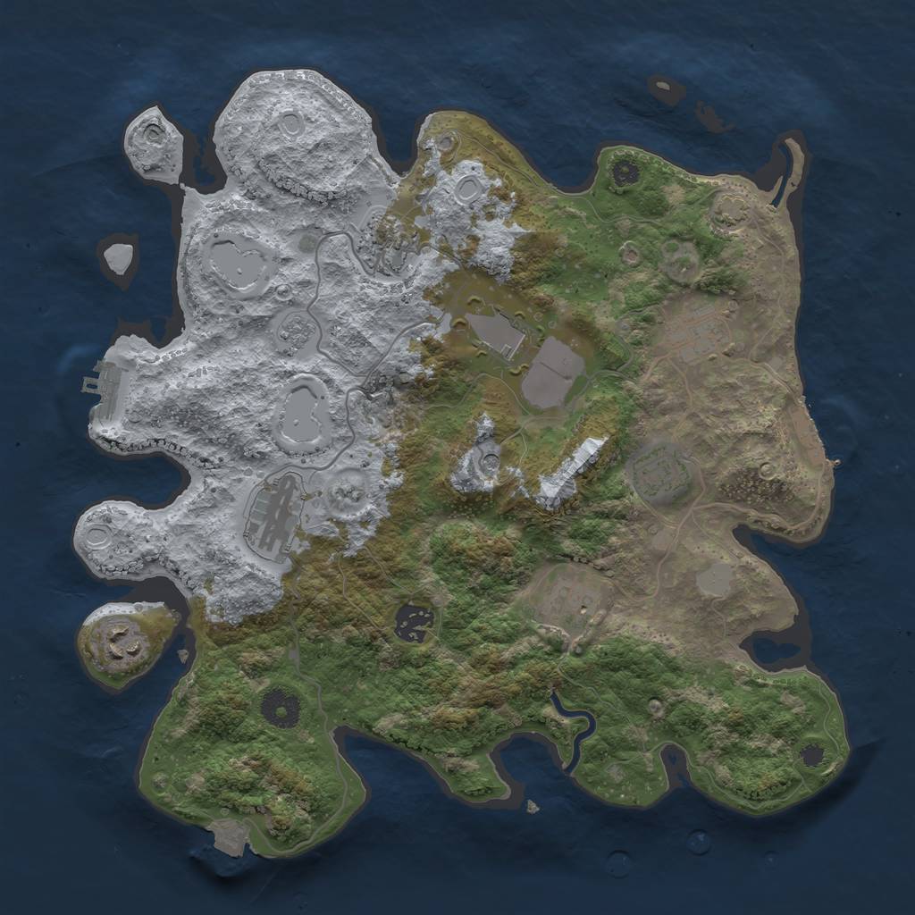 Rust Map: Procedural Map, Size: 3500, Seed: 1703610908, 16 Monuments
