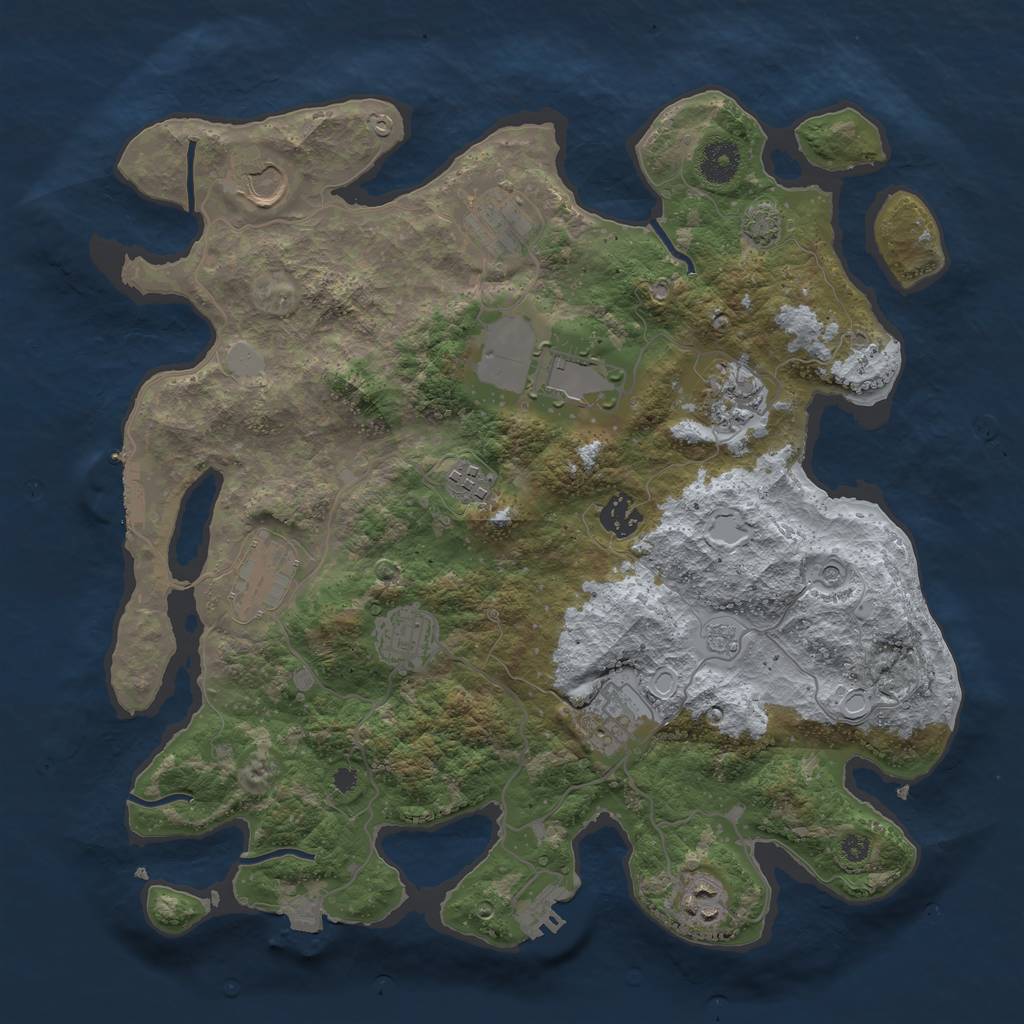 Rust Map: Procedural Map, Size: 3700, Seed: 14187135, 18 Monuments