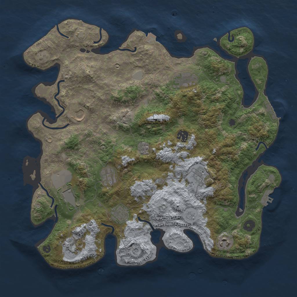 Rust Map: Procedural Map, Size: 3850, Seed: 2823596, 18 Monuments