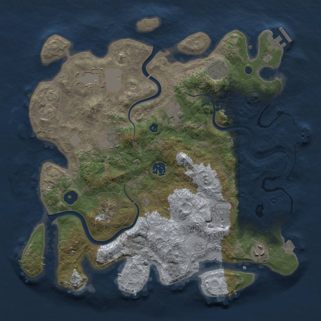 Rust Map: Procedural Map, Size: 3600, Seed: 2738582, 15 Monuments