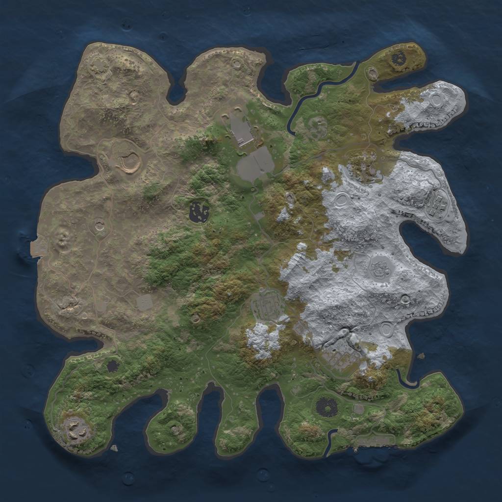 Rust Map: Procedural Map, Size: 3550, Seed: 24871493, 15 Monuments