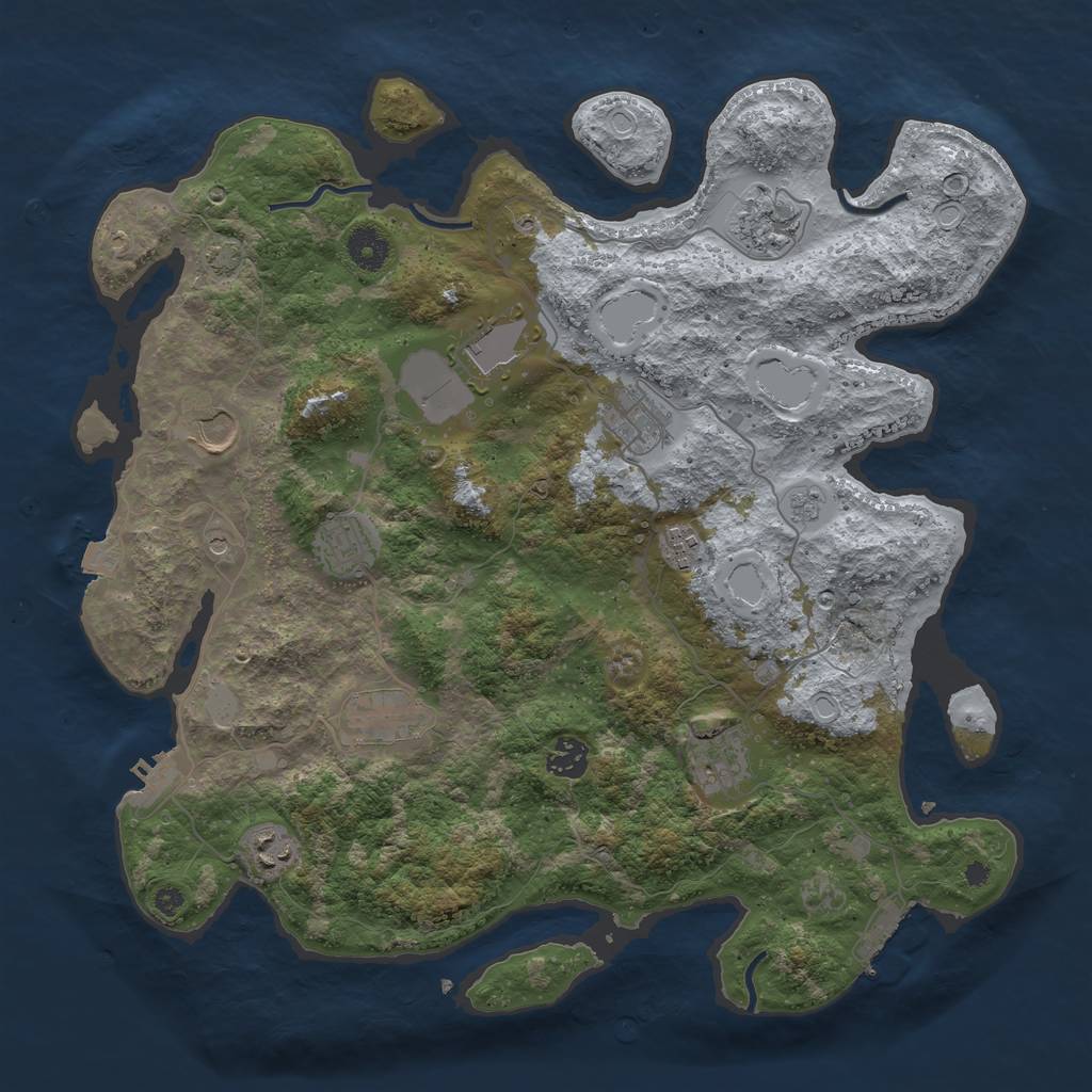 Rust Map: Procedural Map, Size: 3900, Seed: 40873581, 18 Monuments