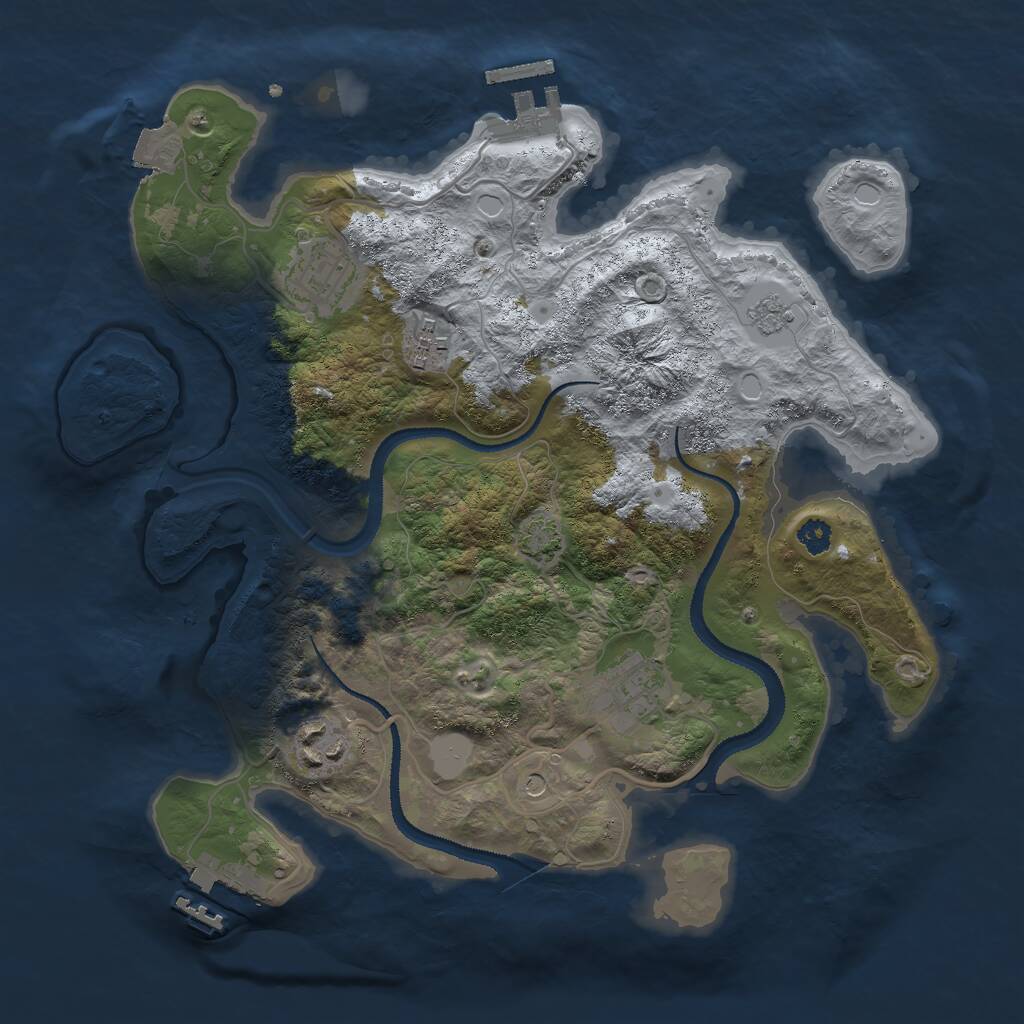 Rust Map: Procedural Map, Size: 3000, Seed: 17761981, 10 Monuments