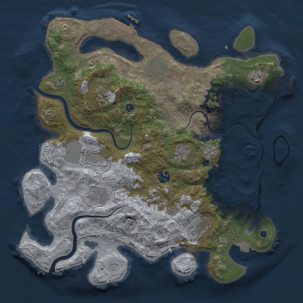 Rust Map: Procedural Map, Size: 3700, Seed: 59050012, 15 Monuments