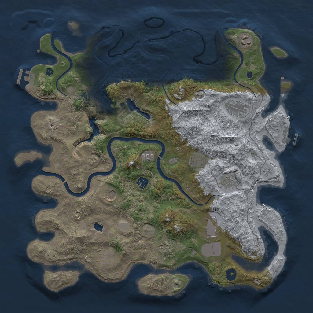 Rust Map: Procedural Map, Size: 4100, Seed: 73619177, 16 Monuments