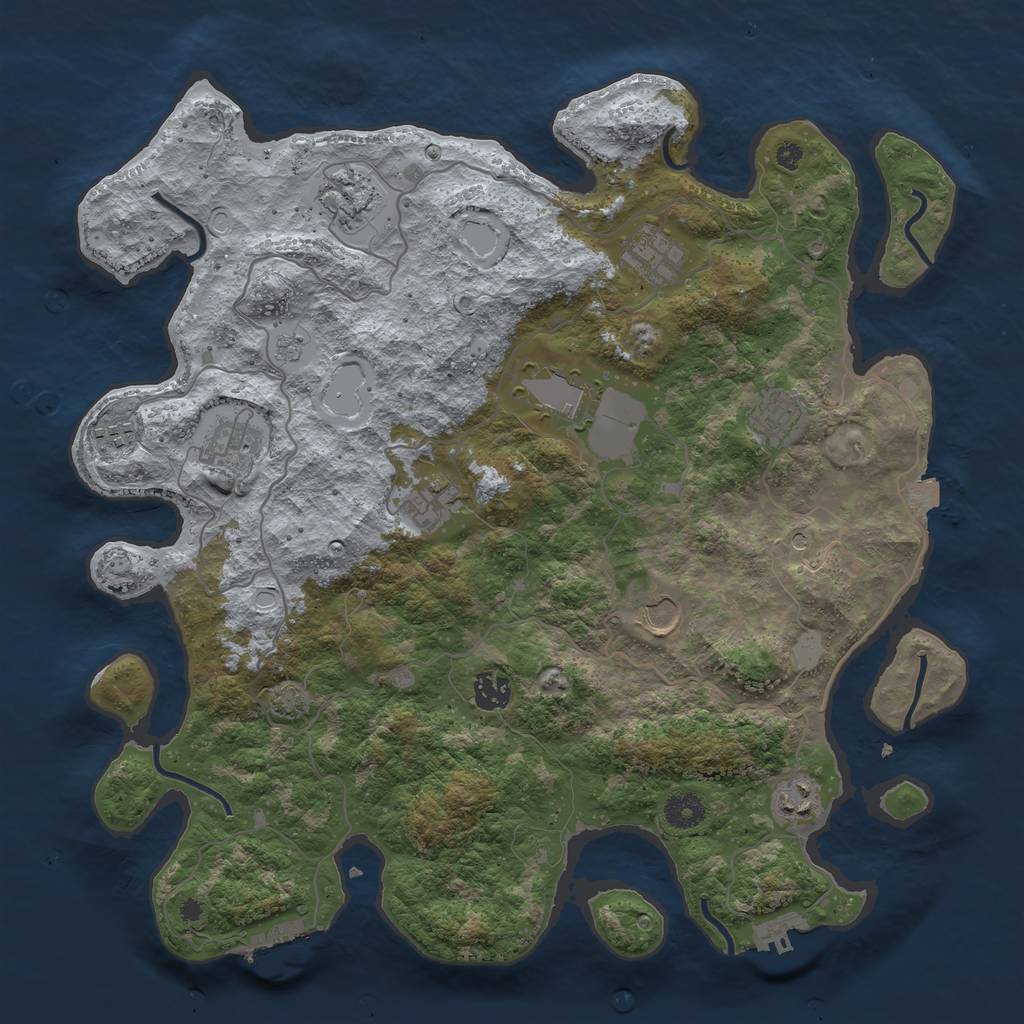 Rust Map: Procedural Map, Size: 4000, Seed: 207666773, 18 Monuments