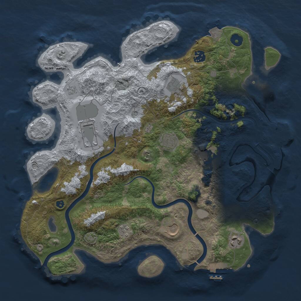 Rust Map: Procedural Map, Size: 3700, Seed: 97971699, 14 Monuments