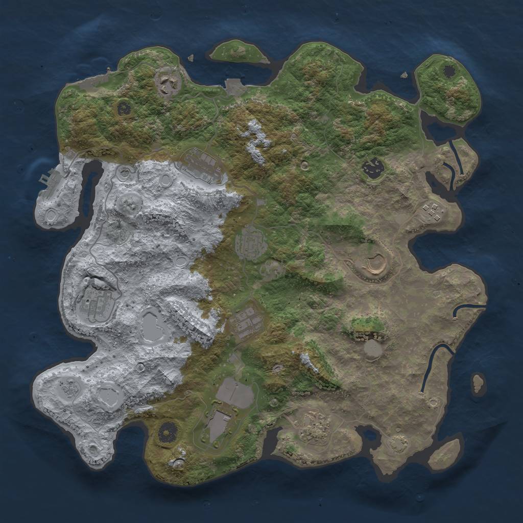 Rust Map: Procedural Map, Size: 3850, Seed: 95265279, 18 Monuments