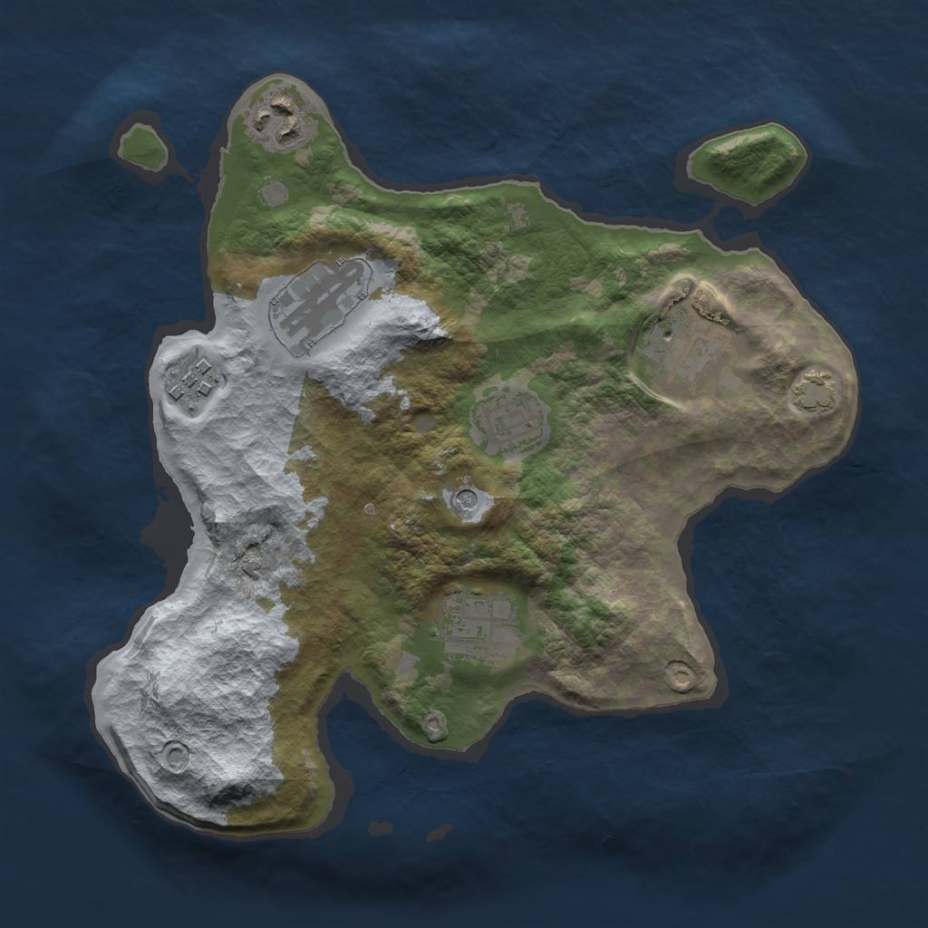 Rust Map: Barren, Size: 2750, Seed: 1000, 10 Monuments