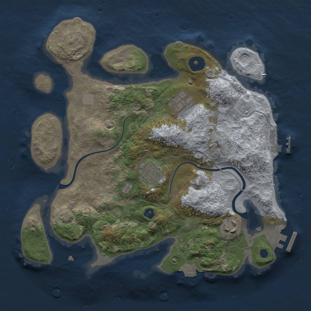 Rust Map: Procedural Map, Size: 3000, Seed: 390444567, 8 Monuments