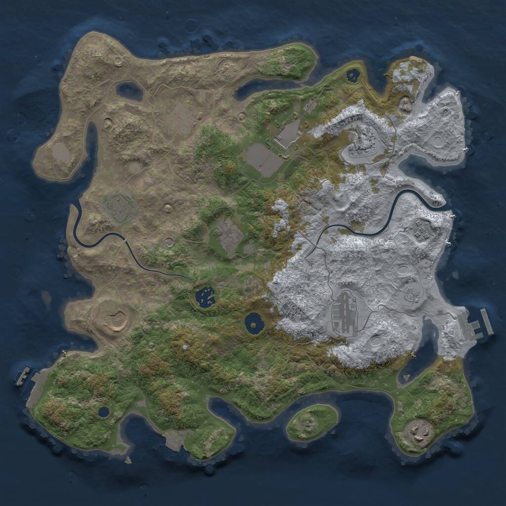 Rust Map: Procedural Map, Size: 3750, Seed: 11401824, 16 Monuments