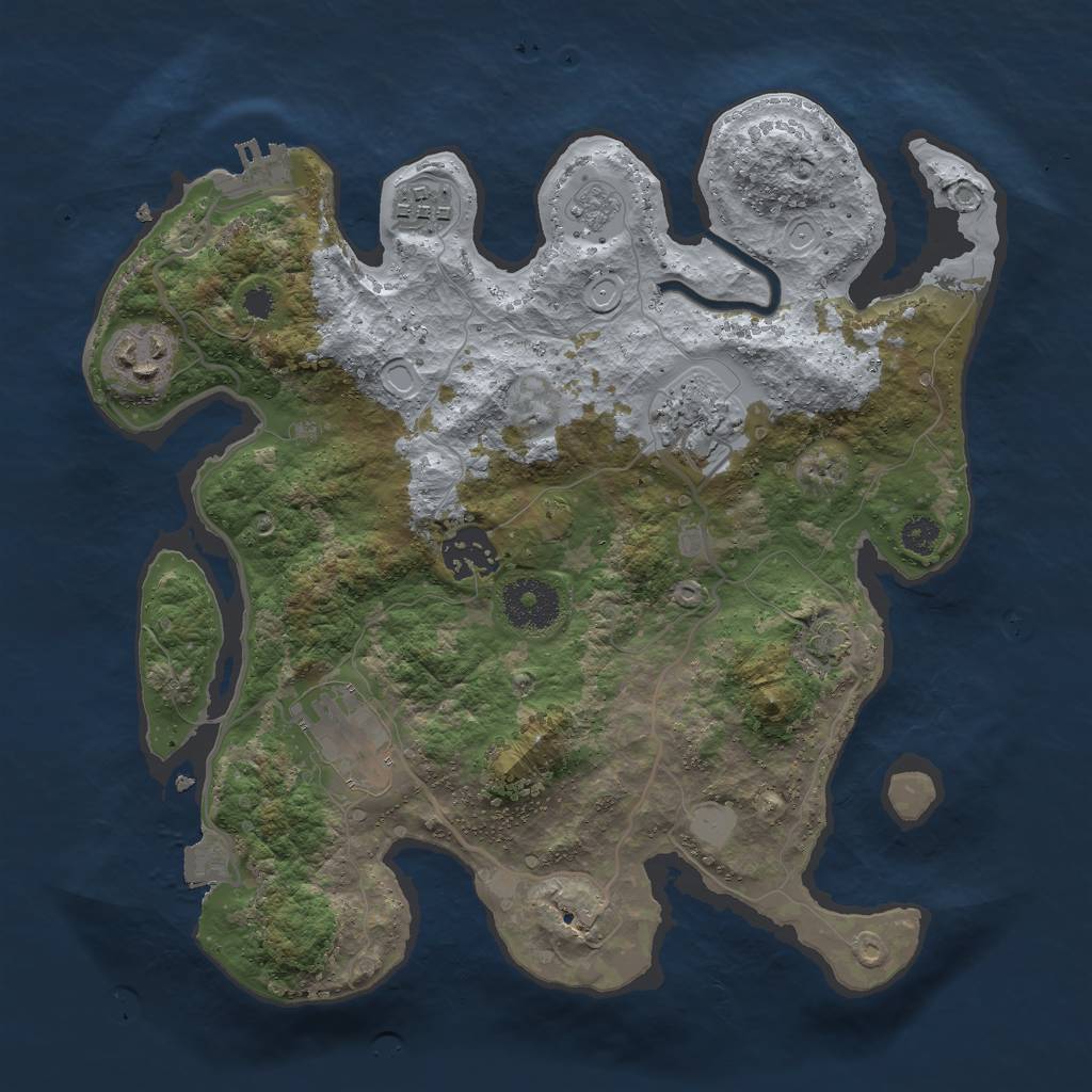 Rust Map: Procedural Map, Size: 3000, Seed: 1017664280, 11 Monuments