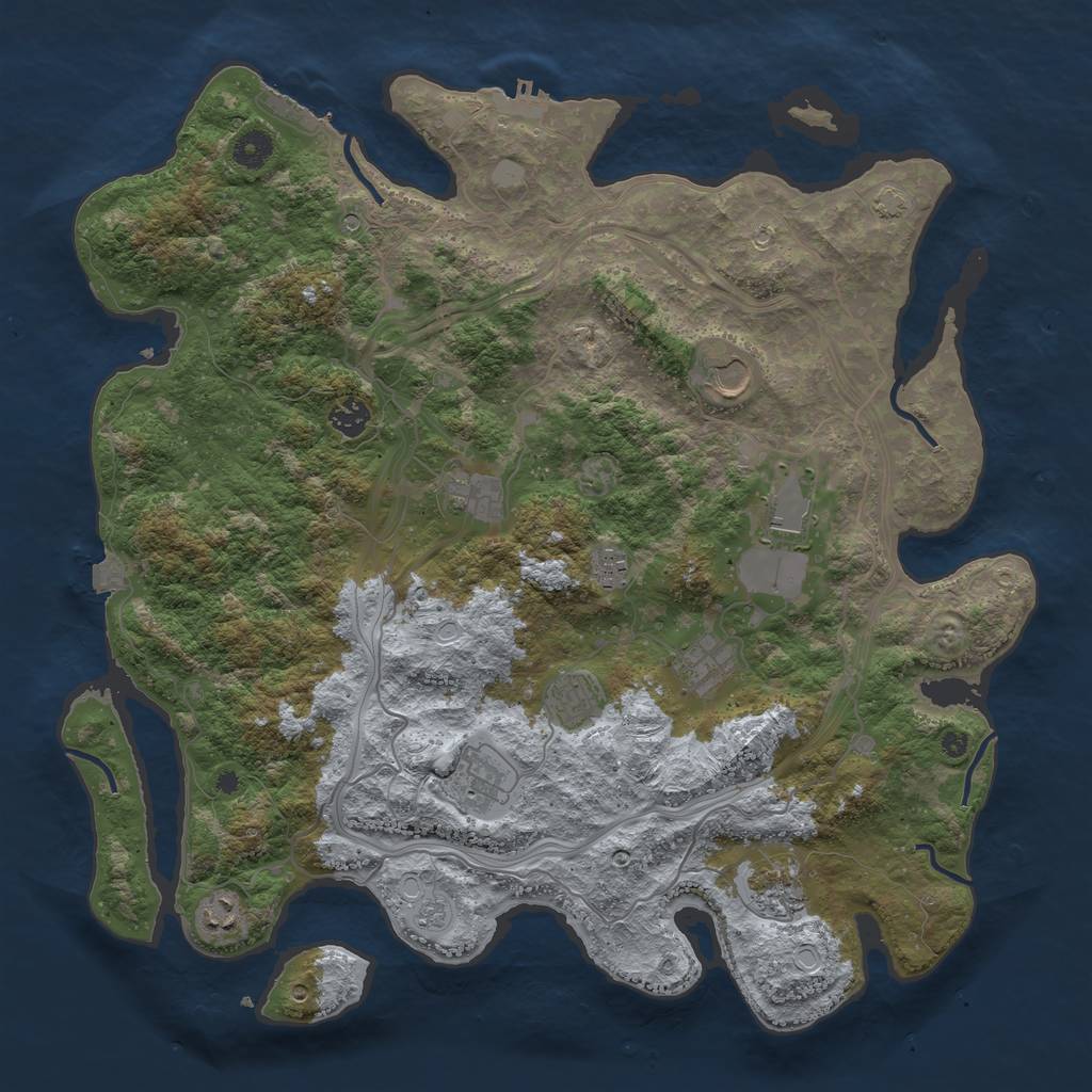 Rust Map: Procedural Map, Size: 4250, Seed: 69536293, 18 Monuments