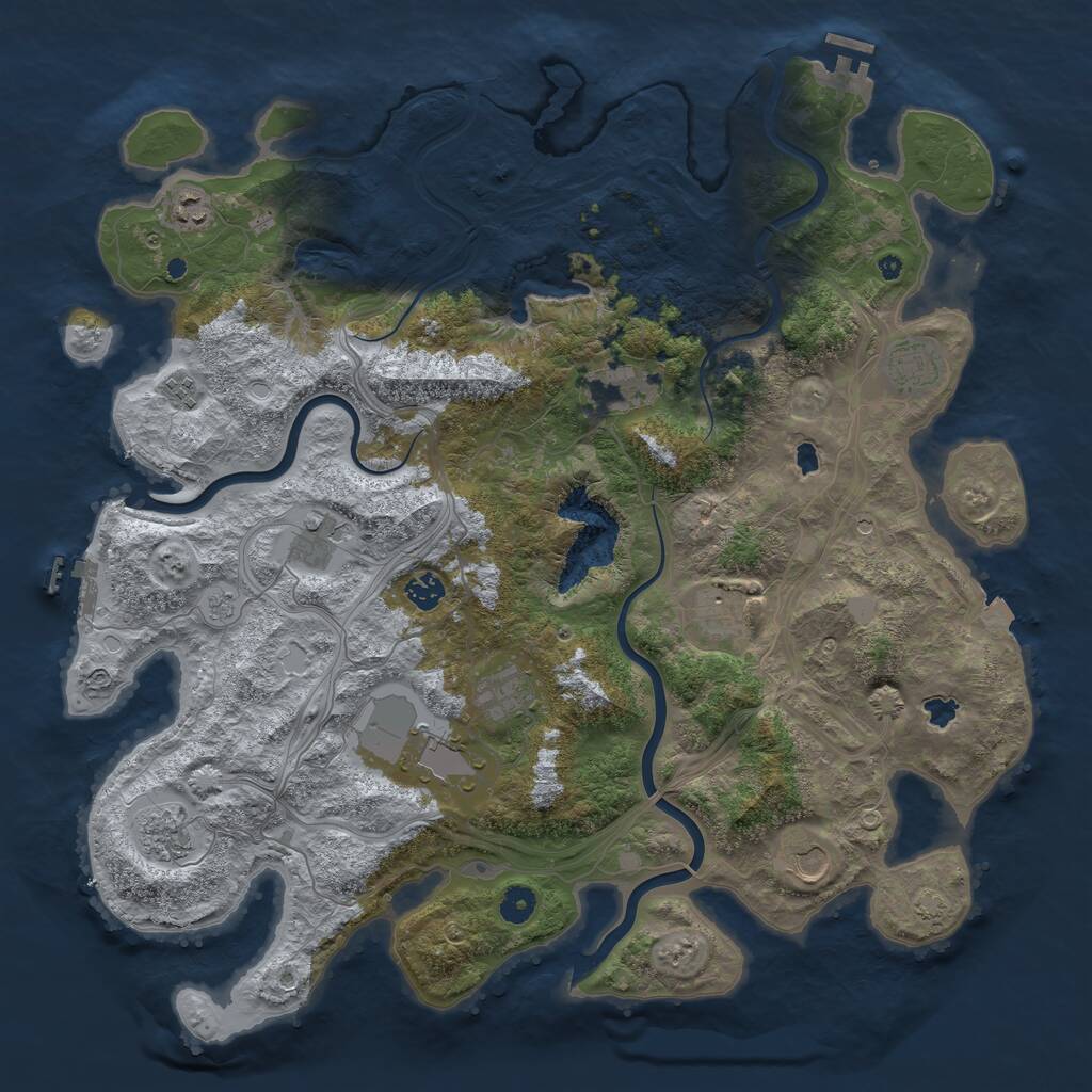 Rust Map: Procedural Map, Size: 4500, Seed: 273394281, 17 Monuments