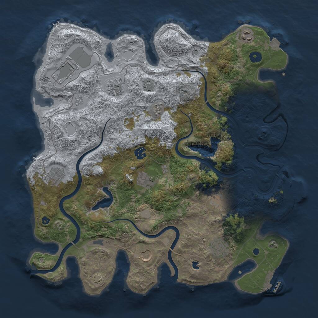 Rust Map: Procedural Map, Size: 4000, Seed: 65916304, 16 Monuments