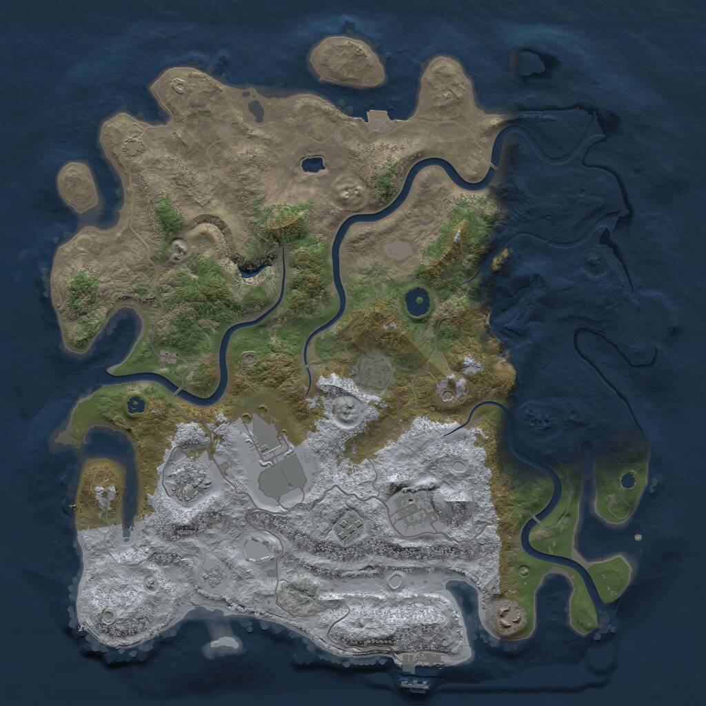 Rust Map: Procedural Map, Size: 4000, Seed: 55367960, 12 Monuments