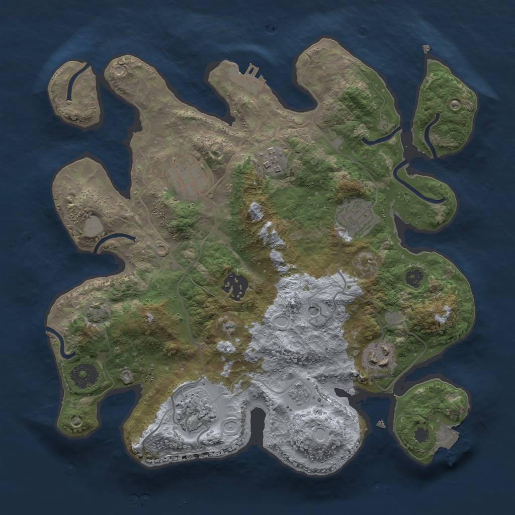 Rust Map: Procedural Map, Size: 3000, Seed: 570264382, 13 Monuments