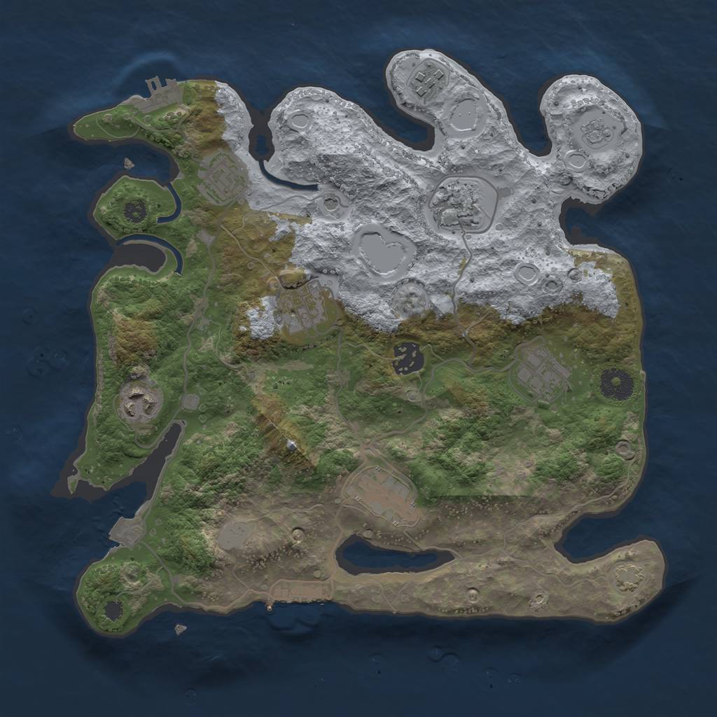 Rust Map: Procedural Map, Size: 3250, Seed: 511066463, 16 Monuments