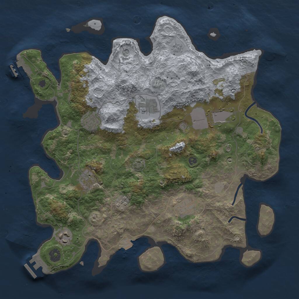 Rust Map: Procedural Map, Size: 3550, Seed: 92814507, 13 Monuments