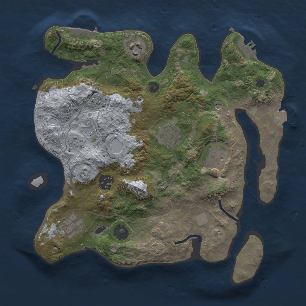 Rust Map: Procedural Map, Size: 3000, Seed: 58671599, 14 Monuments