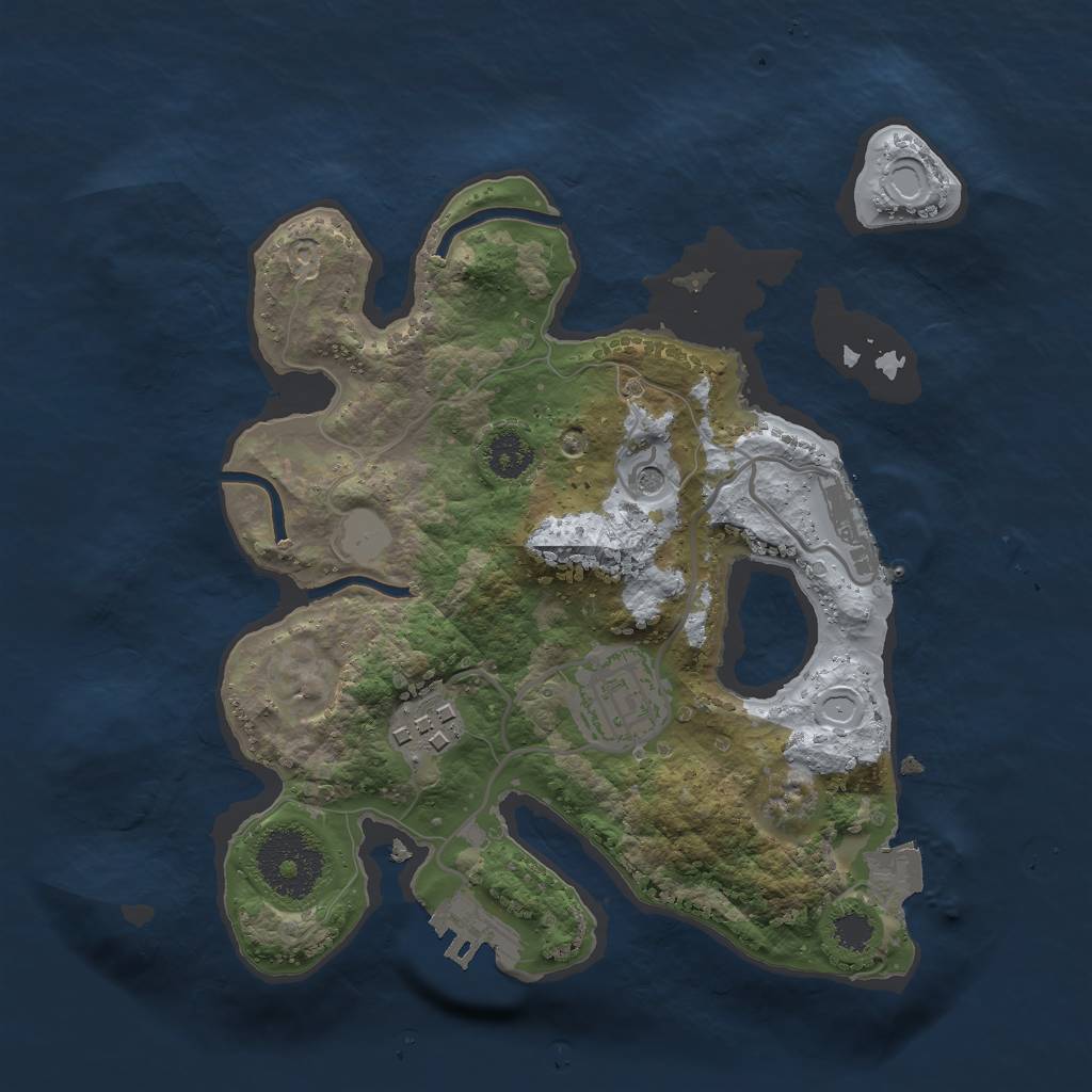 Rust Map: Procedural Map, Size: 2500, Seed: 637695124, 8 Monuments
