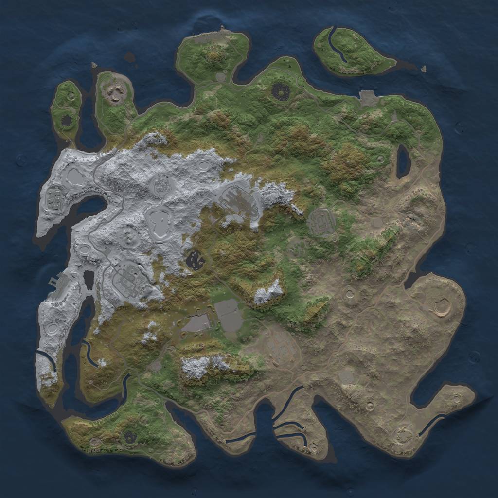 Rust Map: Procedural Map, Size: 4000, Seed: 11301990, 17 Monuments