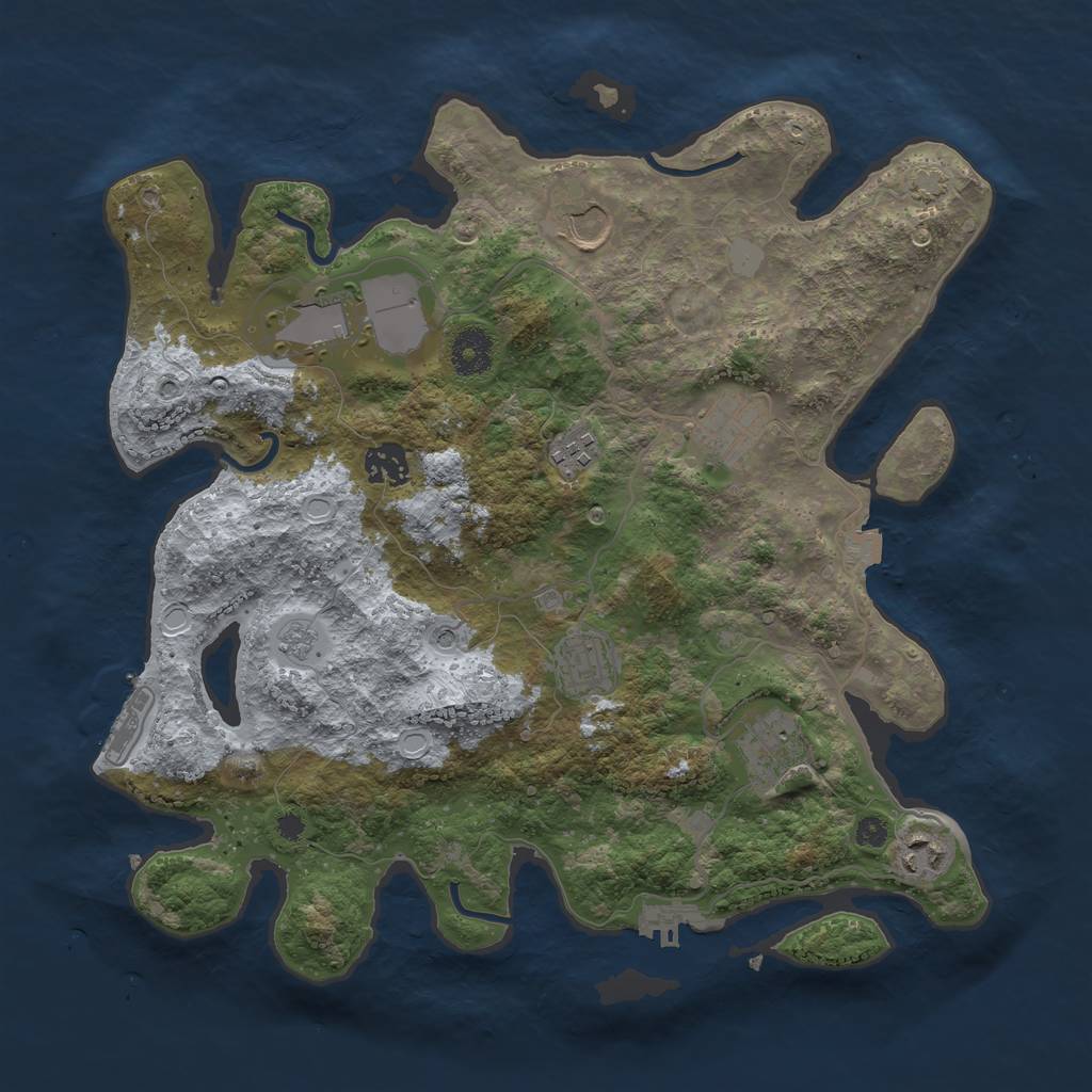 Rust Map: Procedural Map, Size: 3600, Seed: 4485715, 16 Monuments