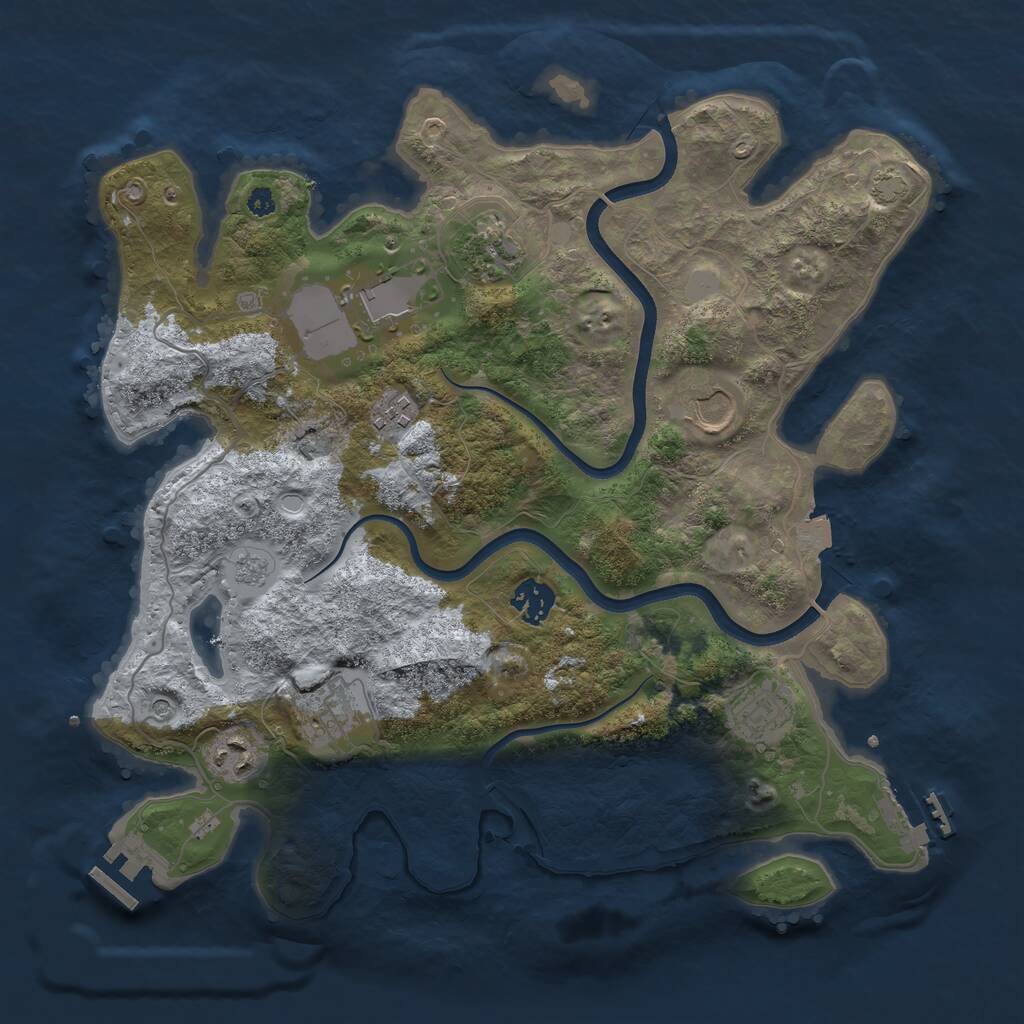 Rust Map: Procedural Map, Size: 3600, Seed: 4485715, 14 Monuments