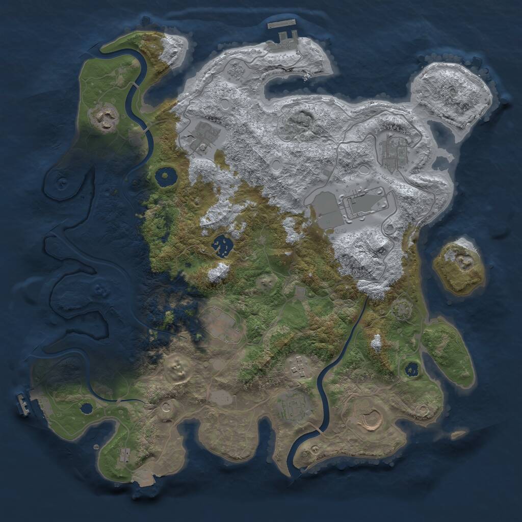 Rust Map: Procedural Map, Size: 3750, Seed: 77308718, 15 Monuments