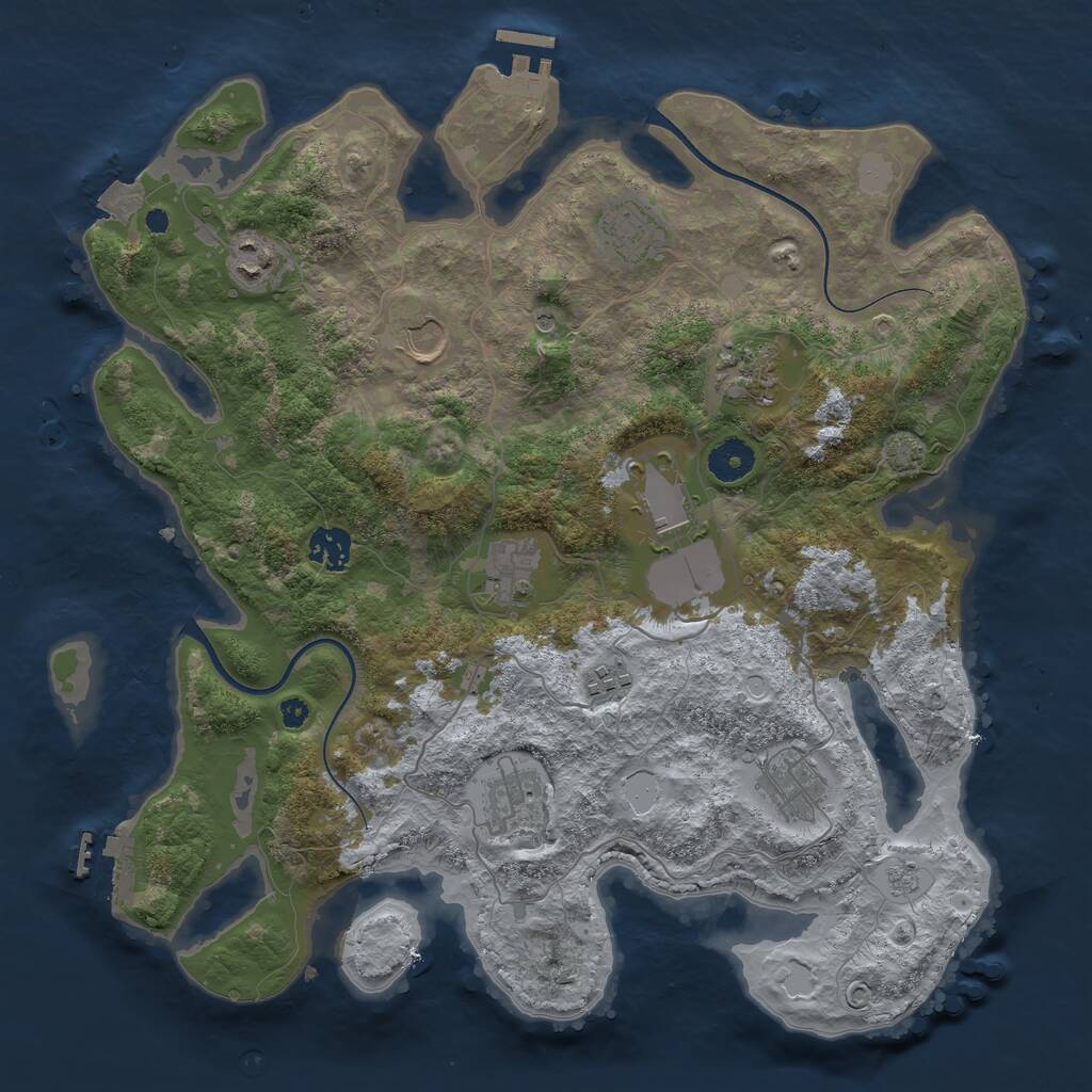 Rust Map: Procedural Map, Size: 3750, Seed: 74812845, 16 Monuments