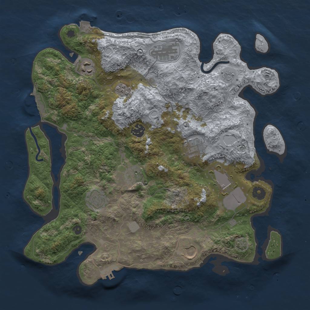 Rust Map: Procedural Map, Size: 3500, Seed: 24543323, 16 Monuments