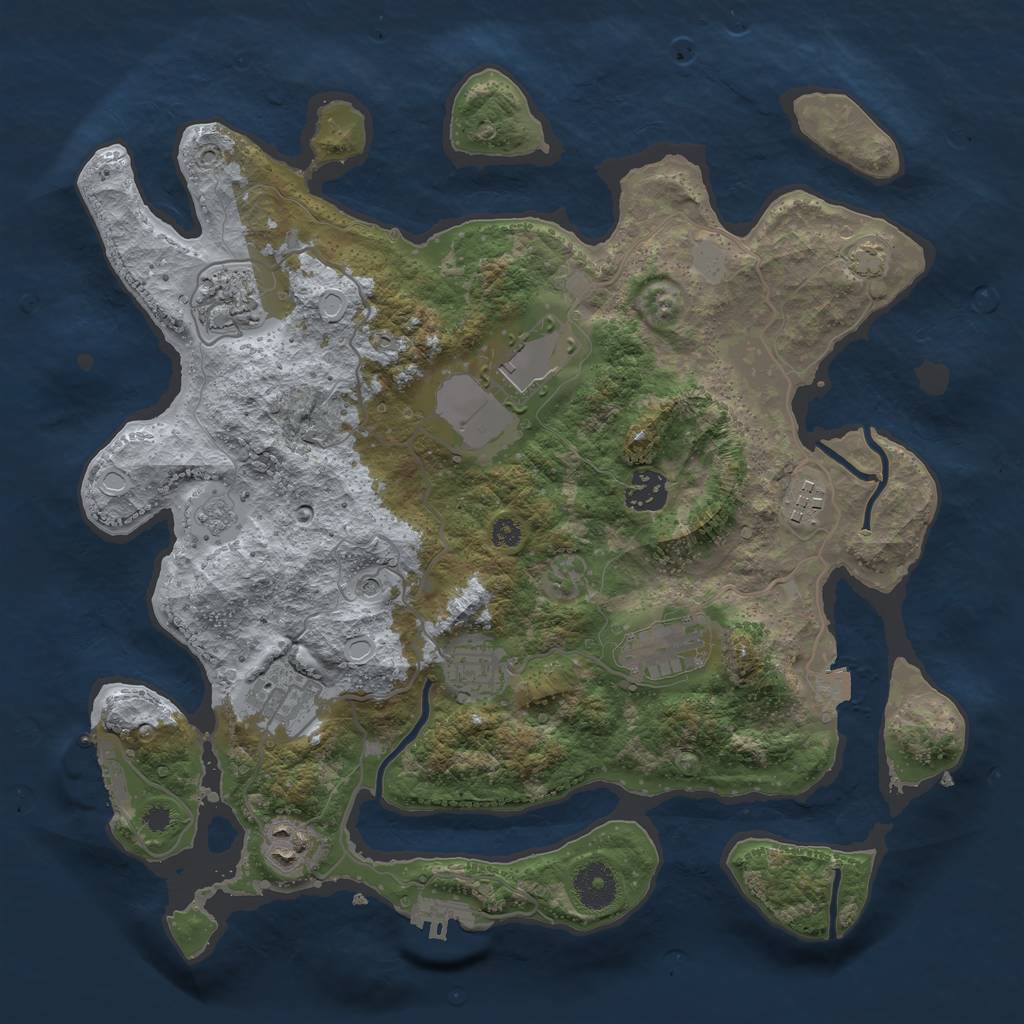 Rust Map: Procedural Map, Size: 3550, Seed: 85235842, 16 Monuments
