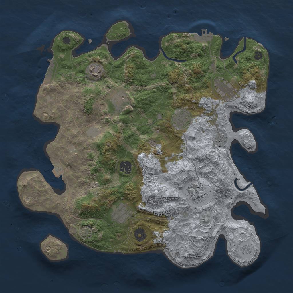 Rust Map: Procedural Map, Size: 3450, Seed: 66493513, 16 Monuments