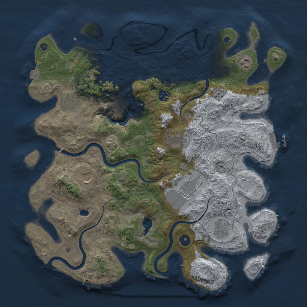 Rust Map: Procedural Map, Size: 4100, Seed: 15374445, 13 Monuments
