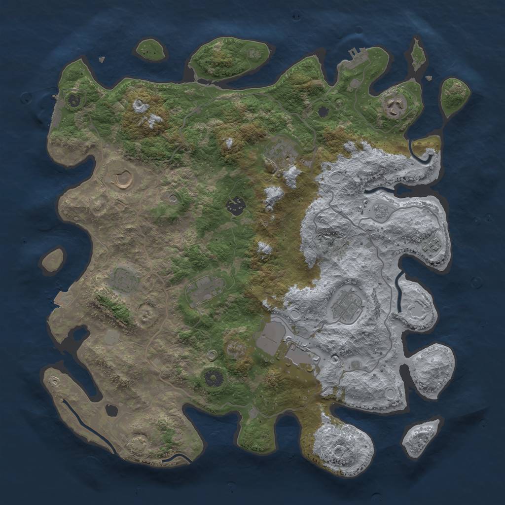 Rust Map: Procedural Map, Size: 4100, Seed: 15374445, 17 Monuments